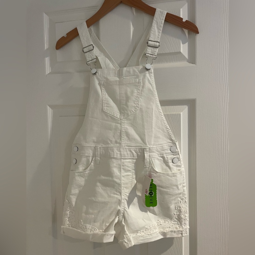 So girls white jean overalls size 14